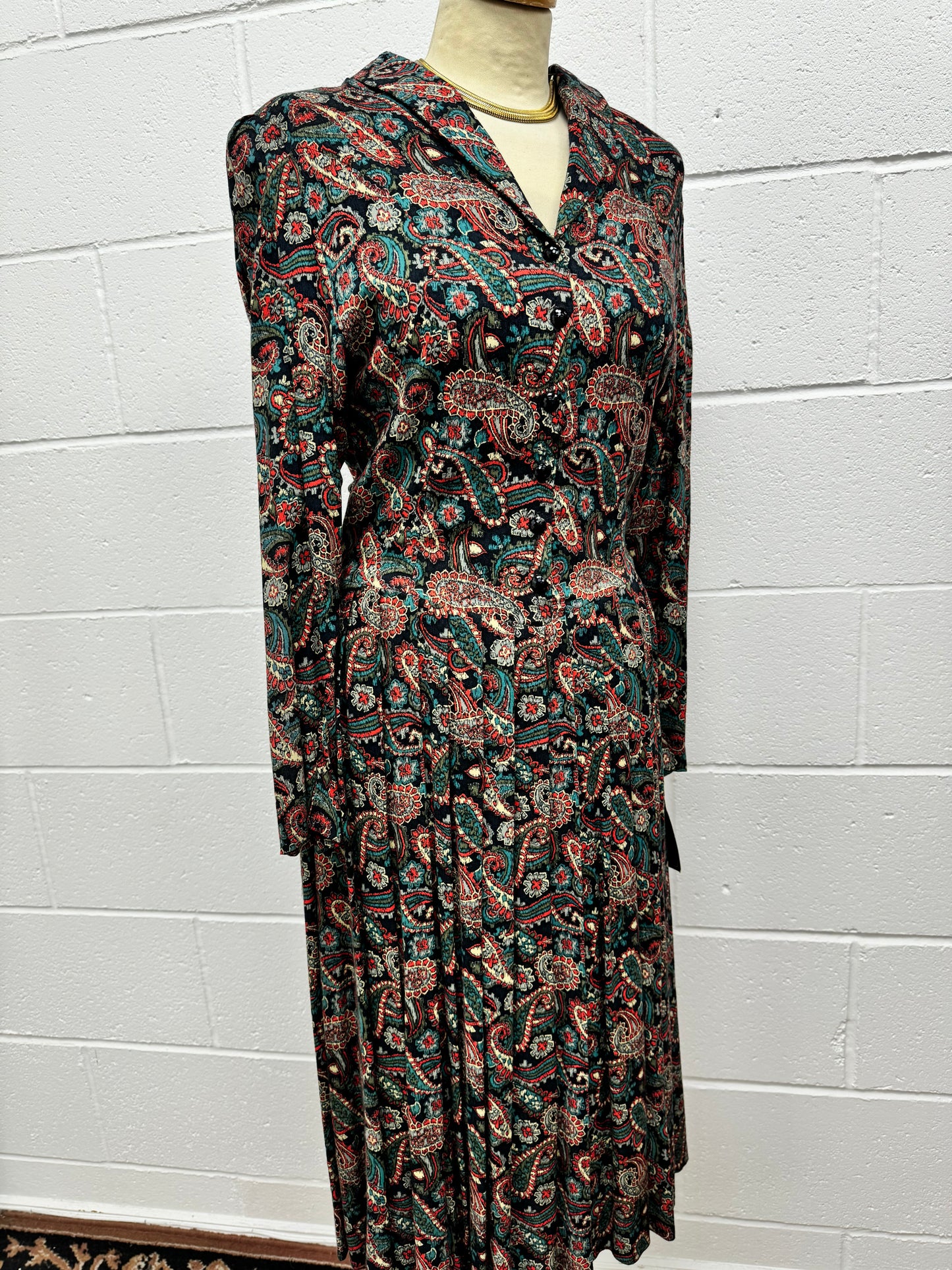 ‘Terry Rowan Collection’ Paisley Vintage Midi Dress