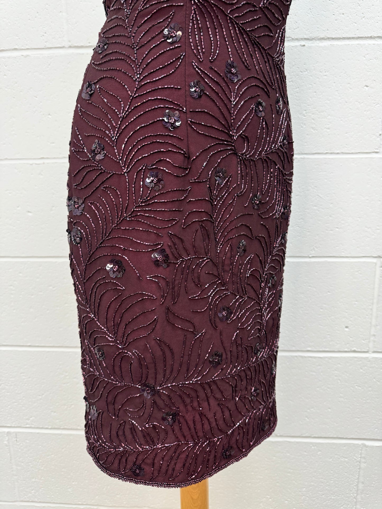 ‘Day Meets Night’ burgundy sequin cocktail dress