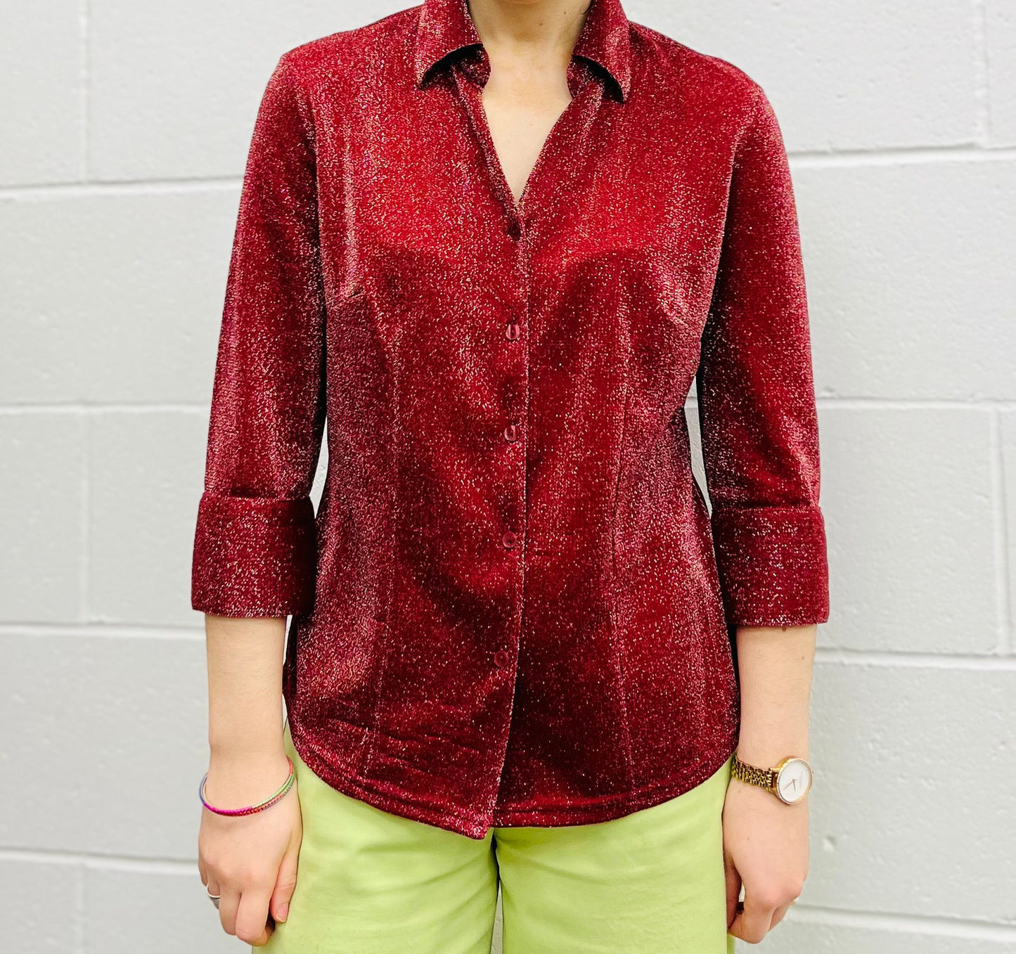 Red Glitter Blouse by Canda