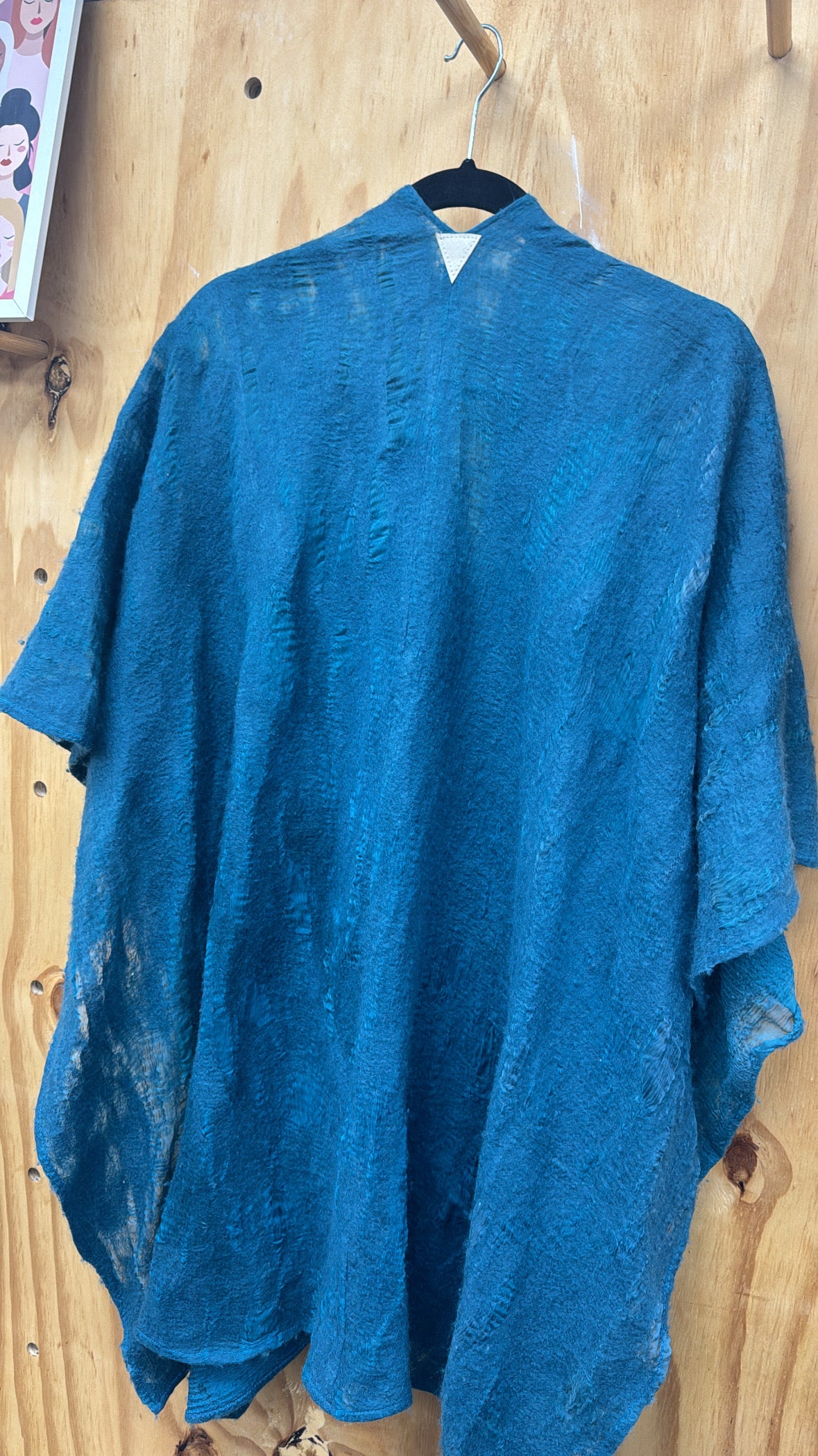 Vintage teal wool cape