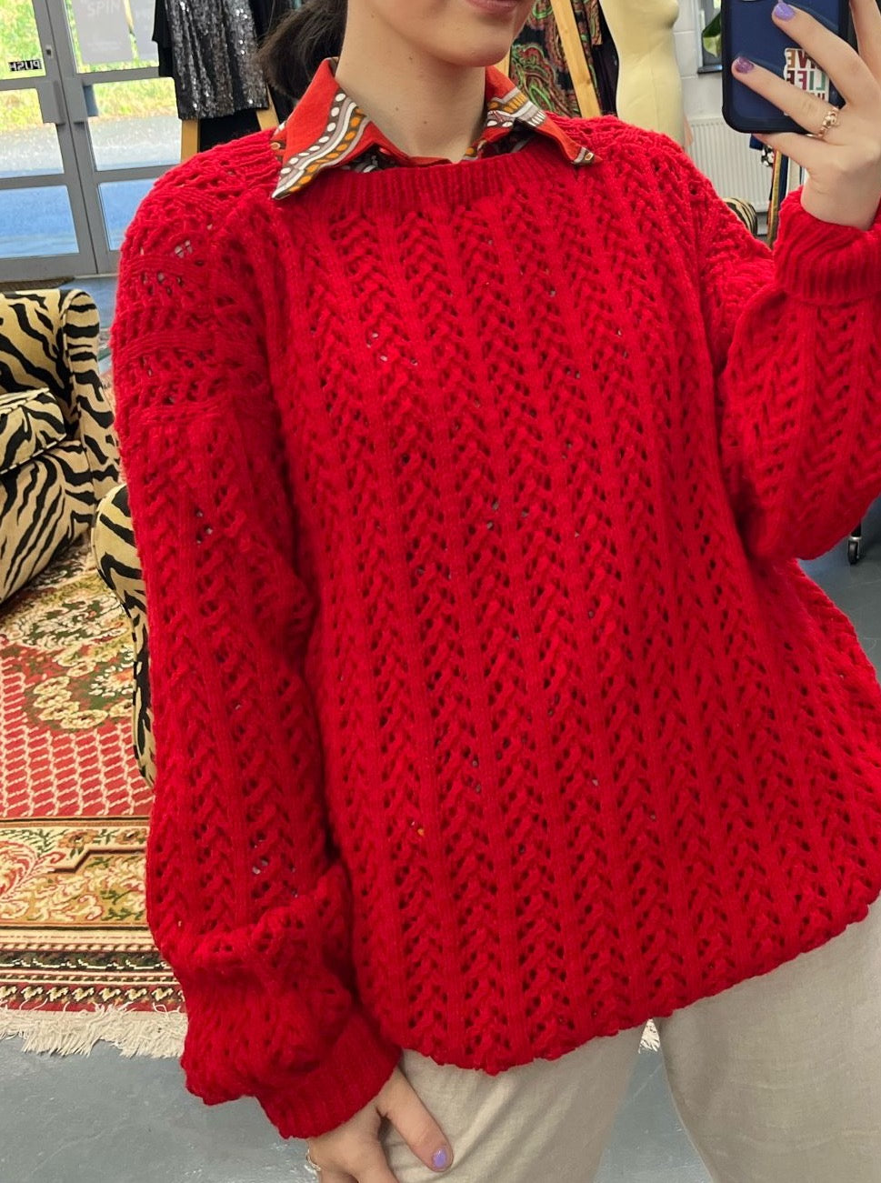 Vibrant Red Knit Jumper