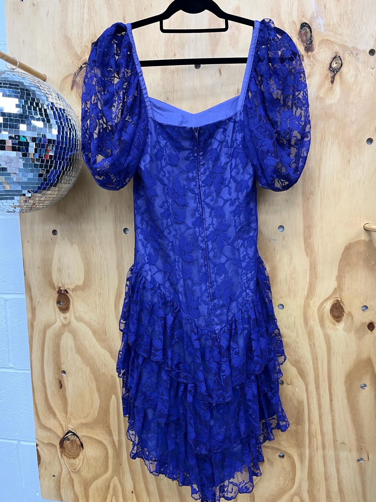80s Purple Lace Cocktail Dress