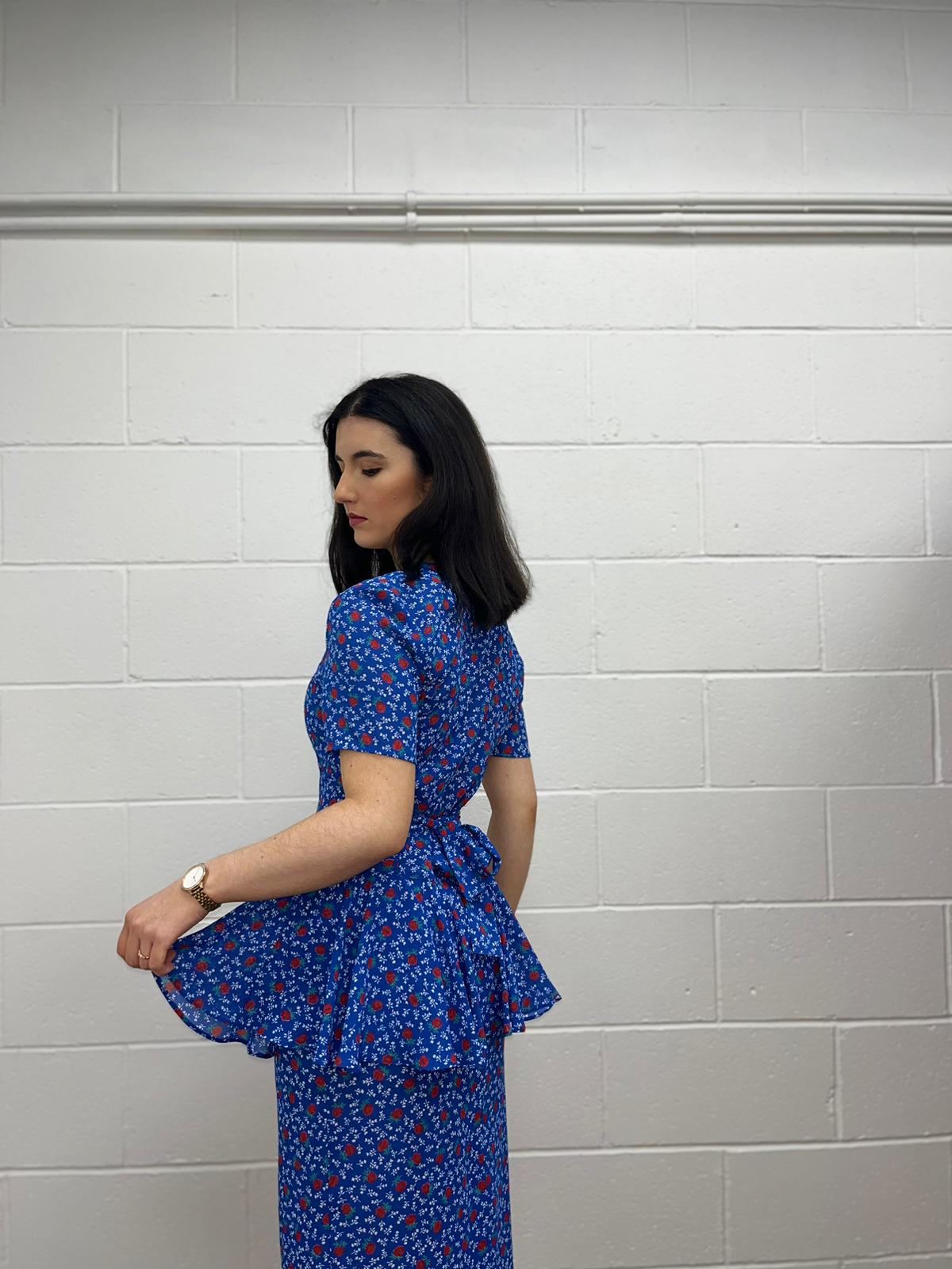 Blue Floral Peplum Dress (Modern 10)