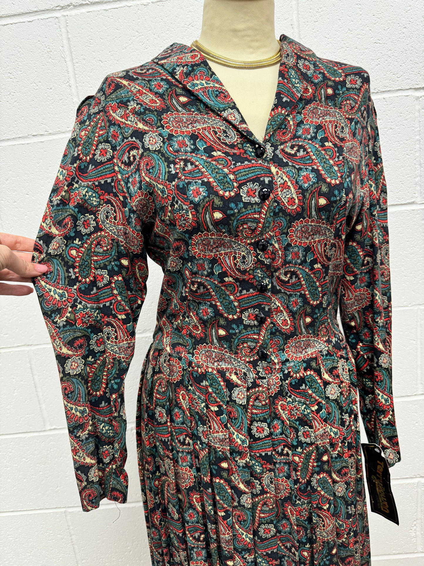 ‘Terry Rowan Collection’ Paisley Vintage Midi Dress