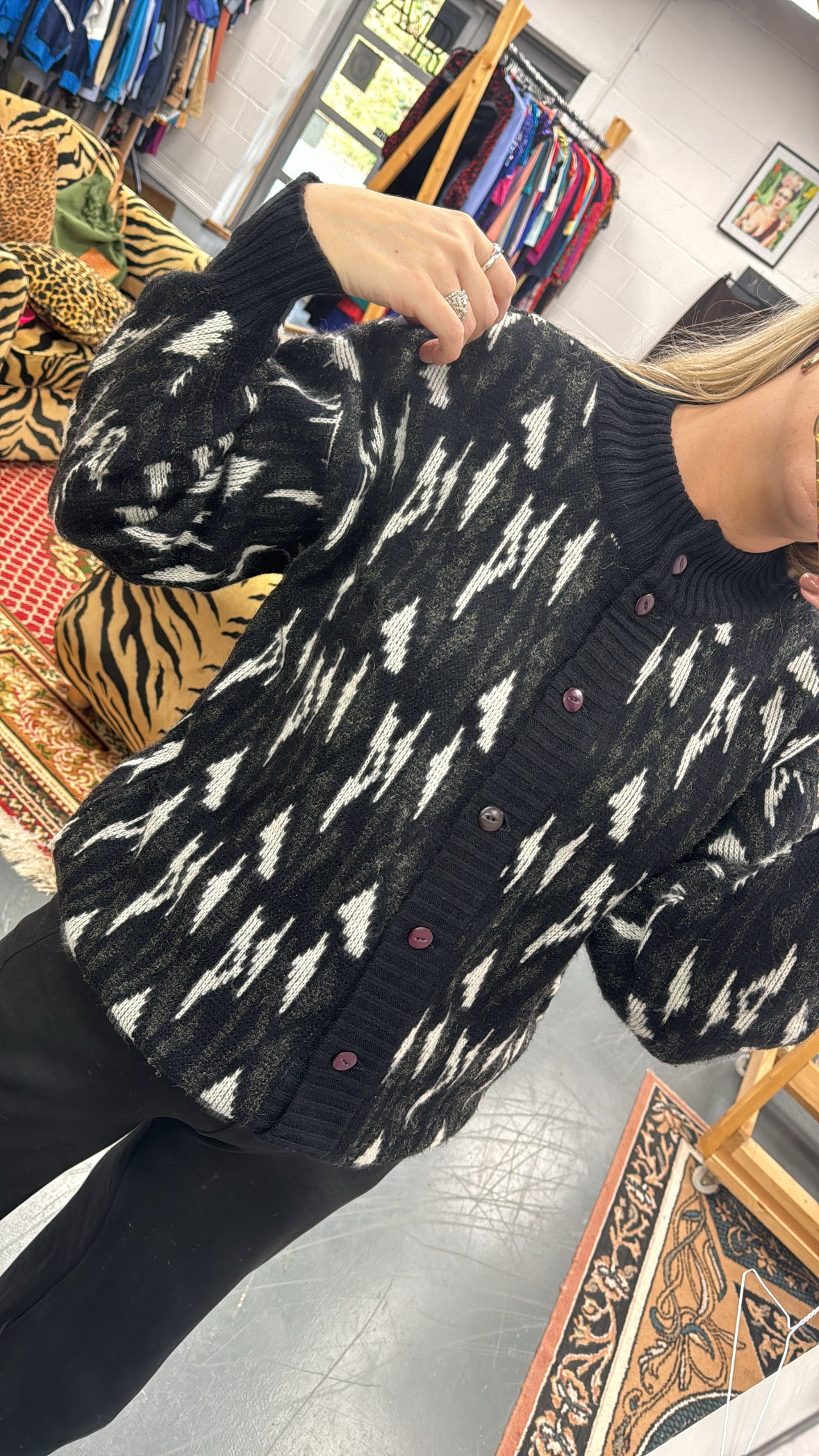 ‘Nuova Moda’ Navy Pattern Cardigan