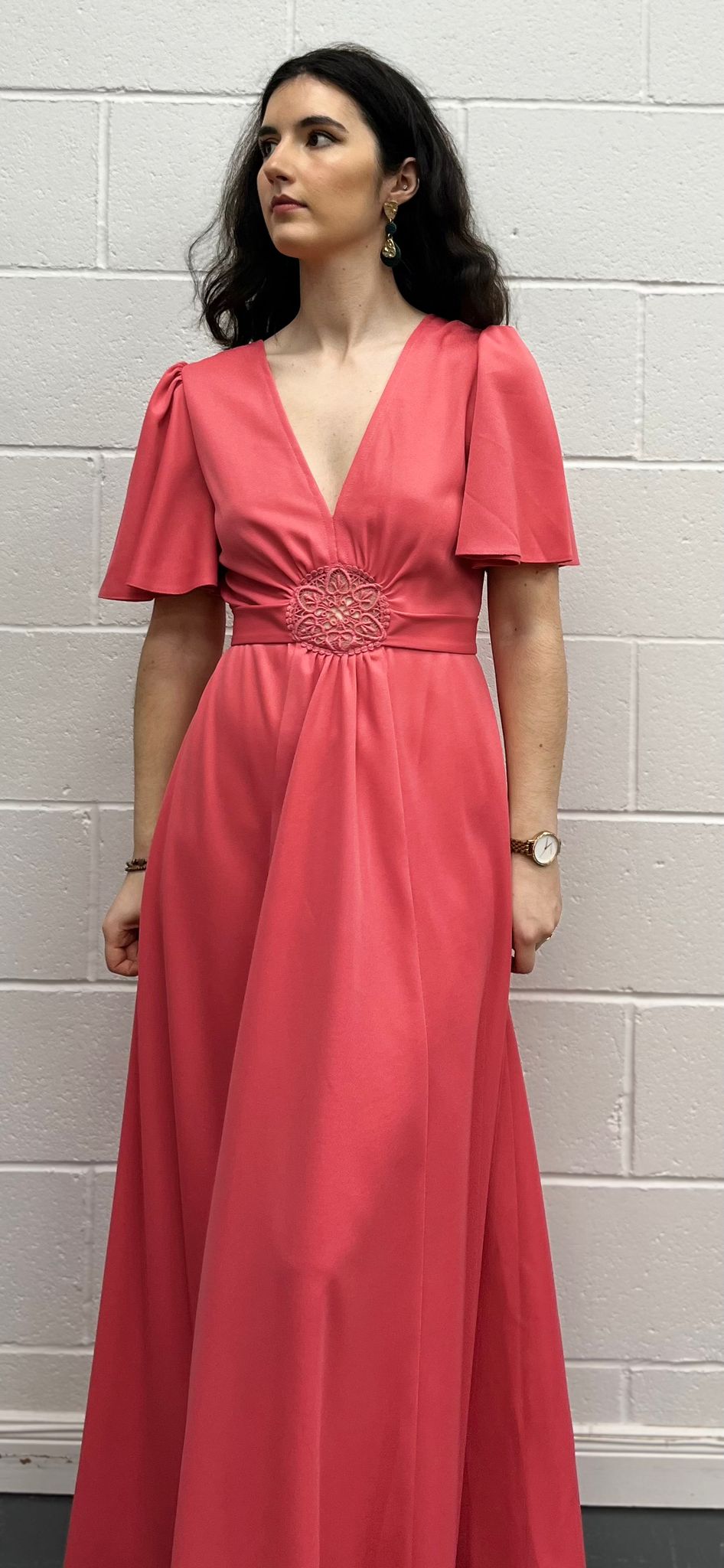 70s Pastel Pink Maxi Dress