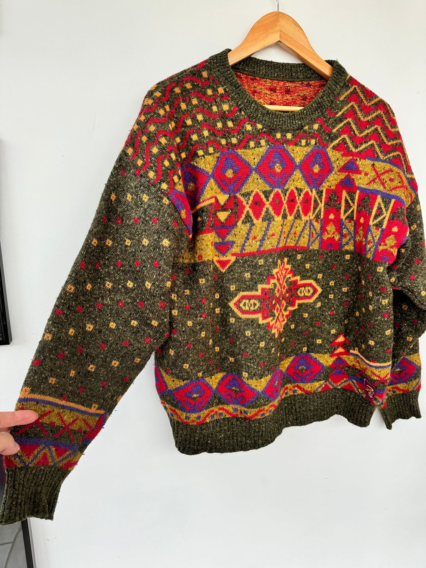Green 90s pattern jumper