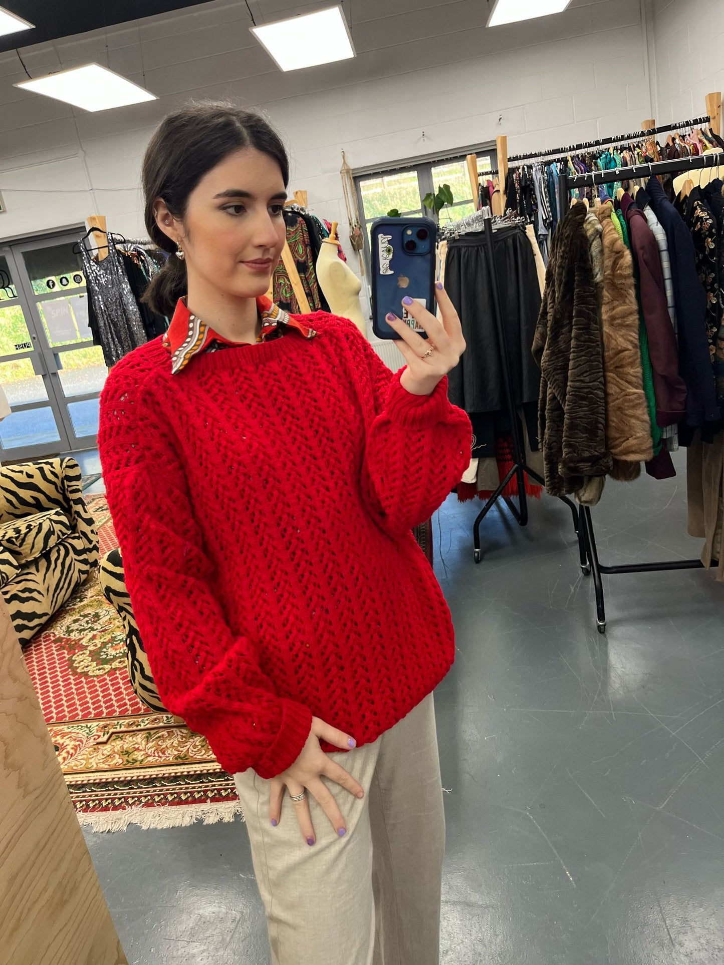 Vibrant Red Knit Jumper