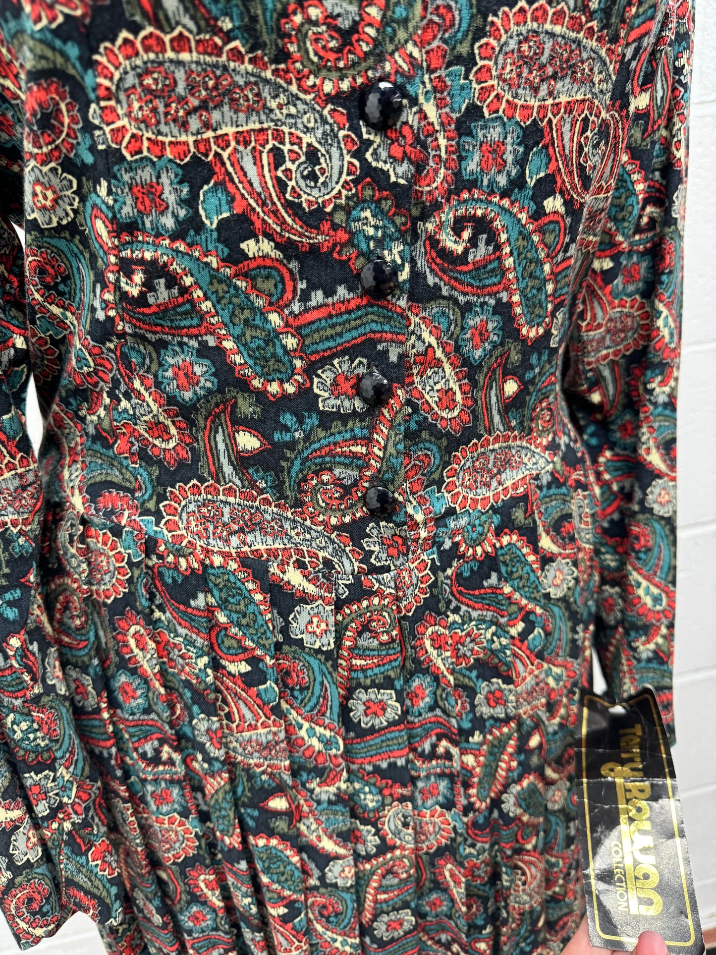 ‘Terry Rowan Collection’ Paisley Vintage Midi Dress