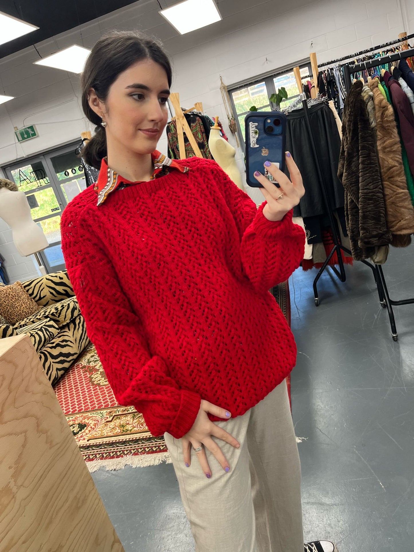 Vibrant Red Knit Jumper