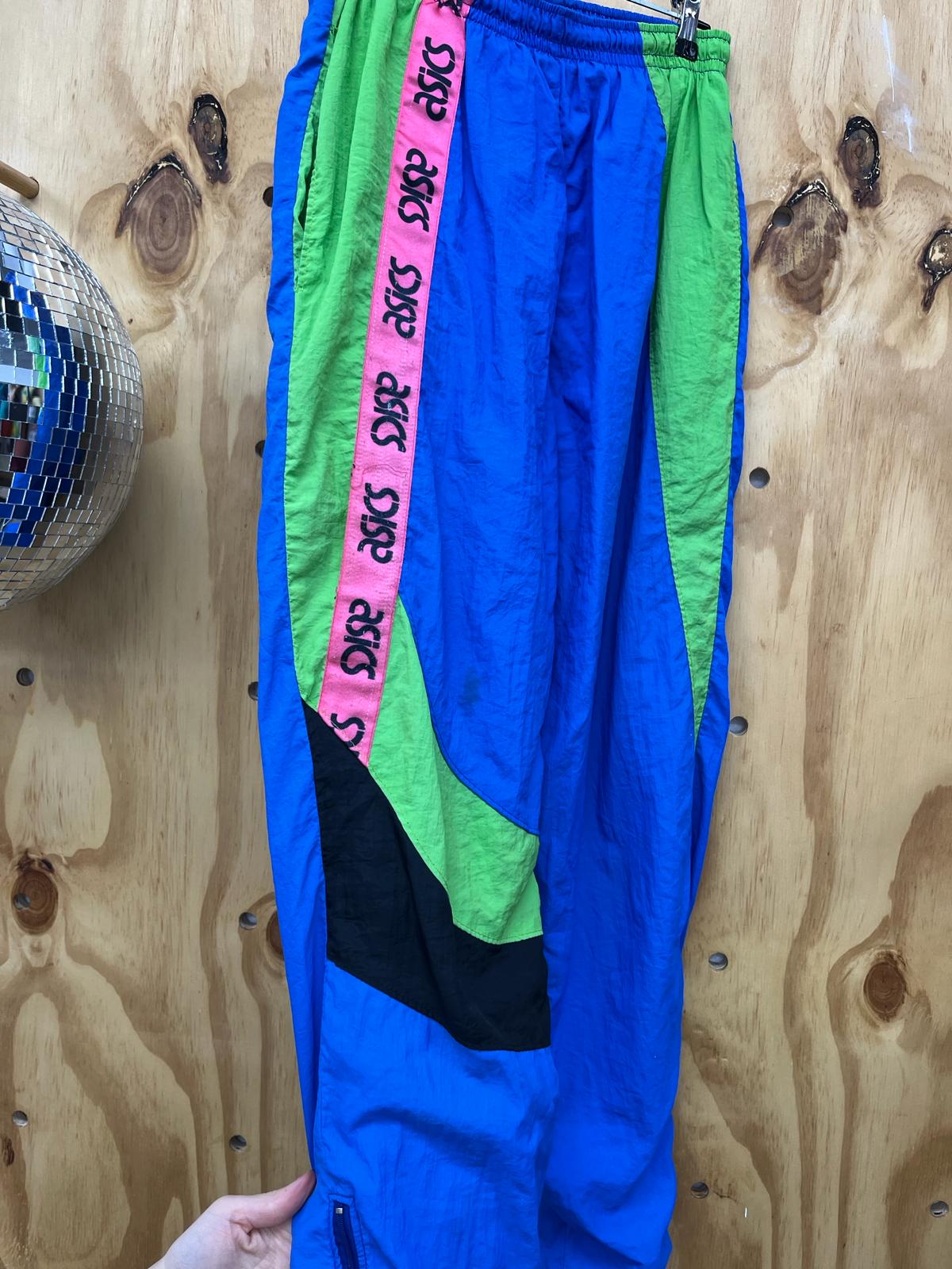 80s, Colour Block, 'Asics' Shell Suit Bottoms