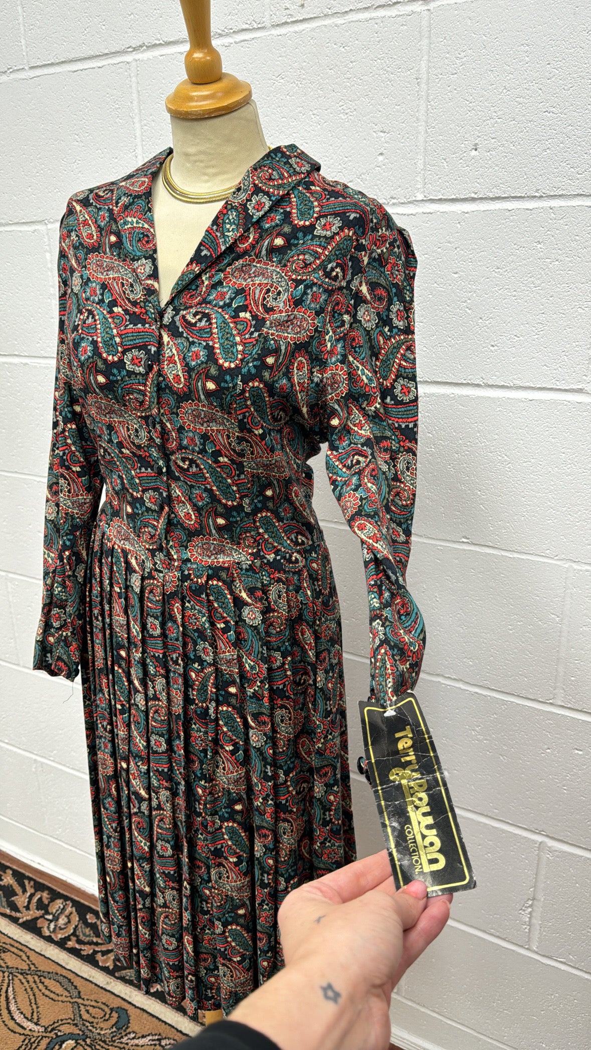 ‘Terry Rowan Collection’ Paisley Vintage Midi Dress