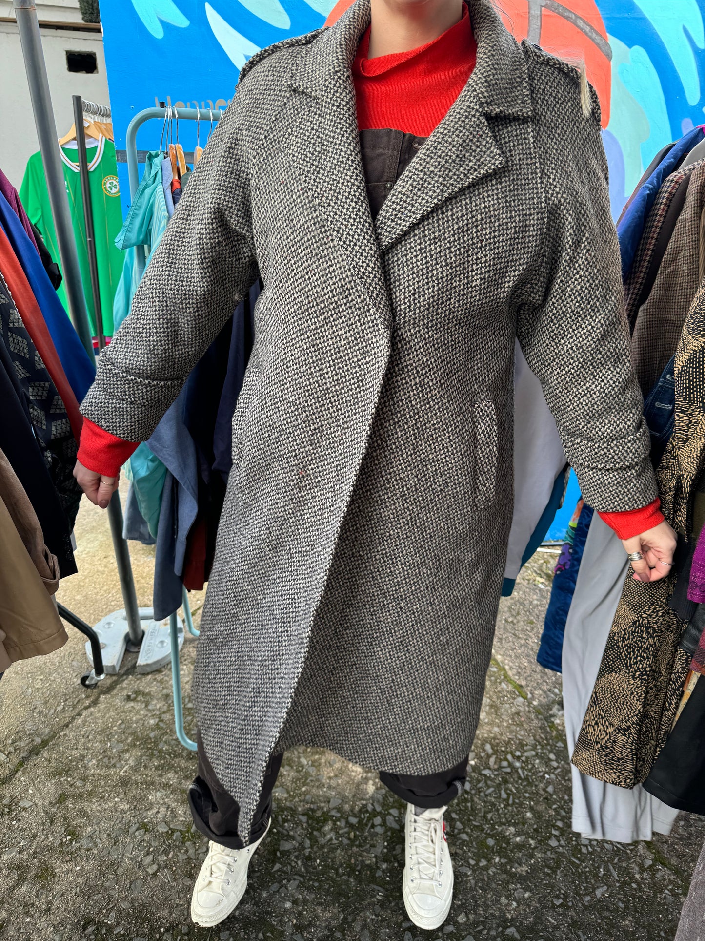 Pure wool grey speckled coat