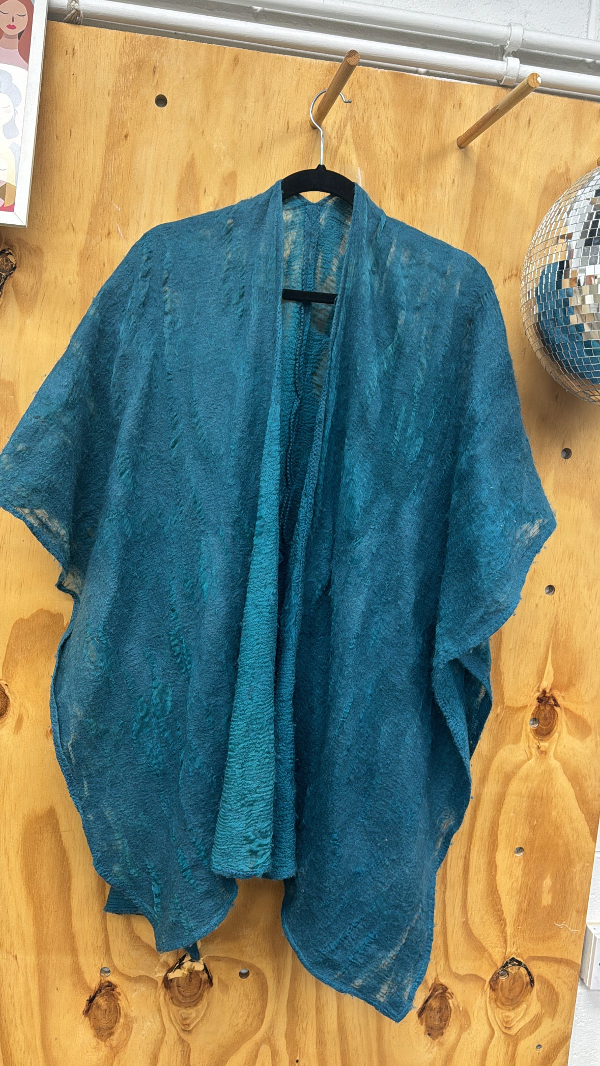 Vintage teal wool cape