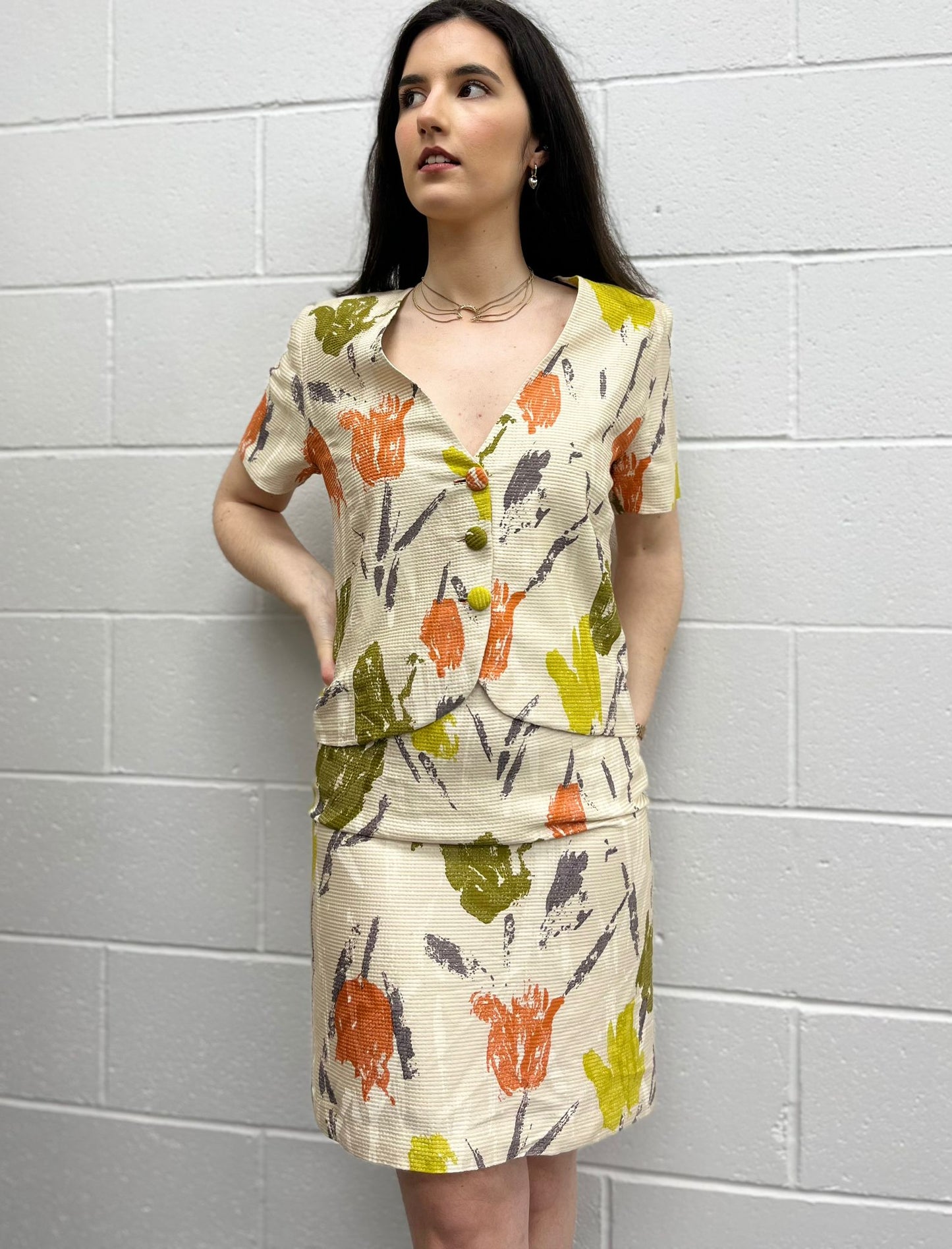 Floral Skirt Suit