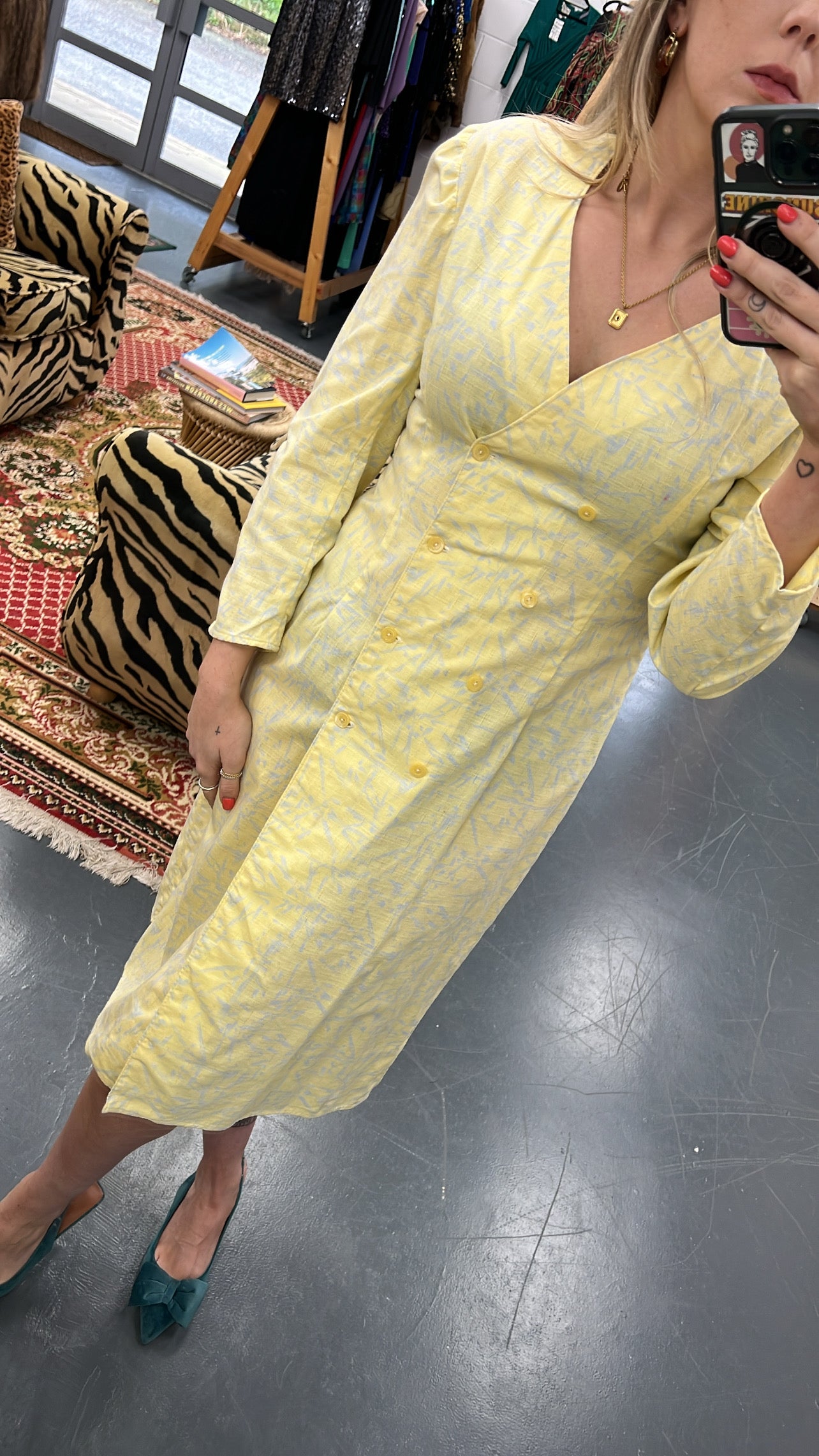 Pale Yellow Double Breasted Blazer Dress