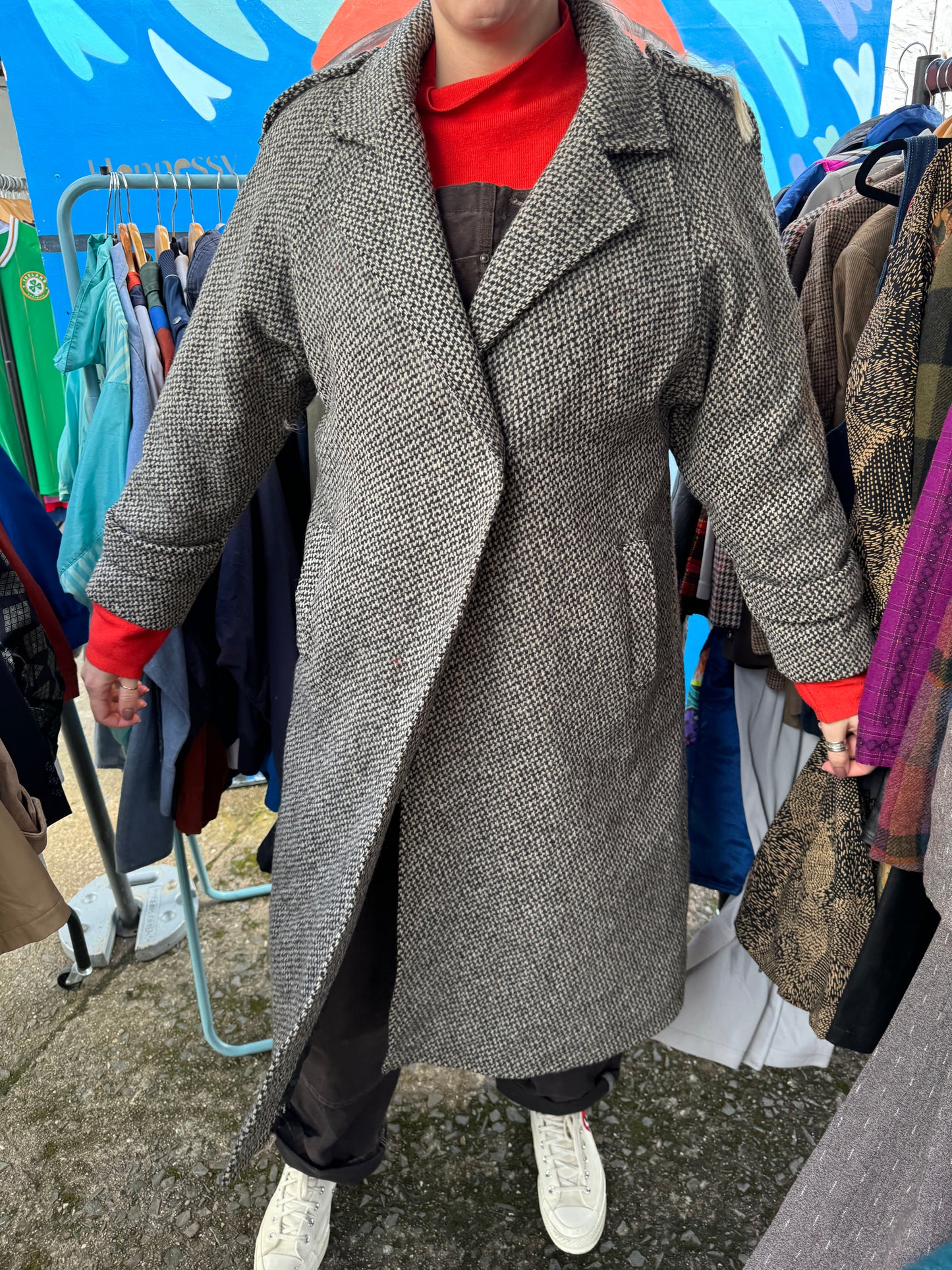 Pure wool grey speckled coat