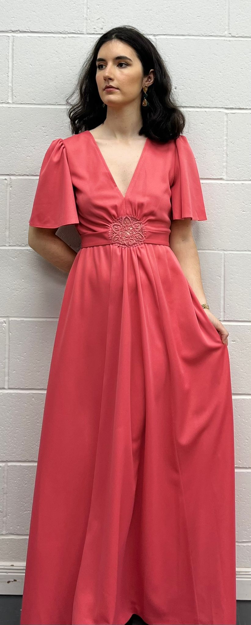 70s Pastel Pink Maxi Dress