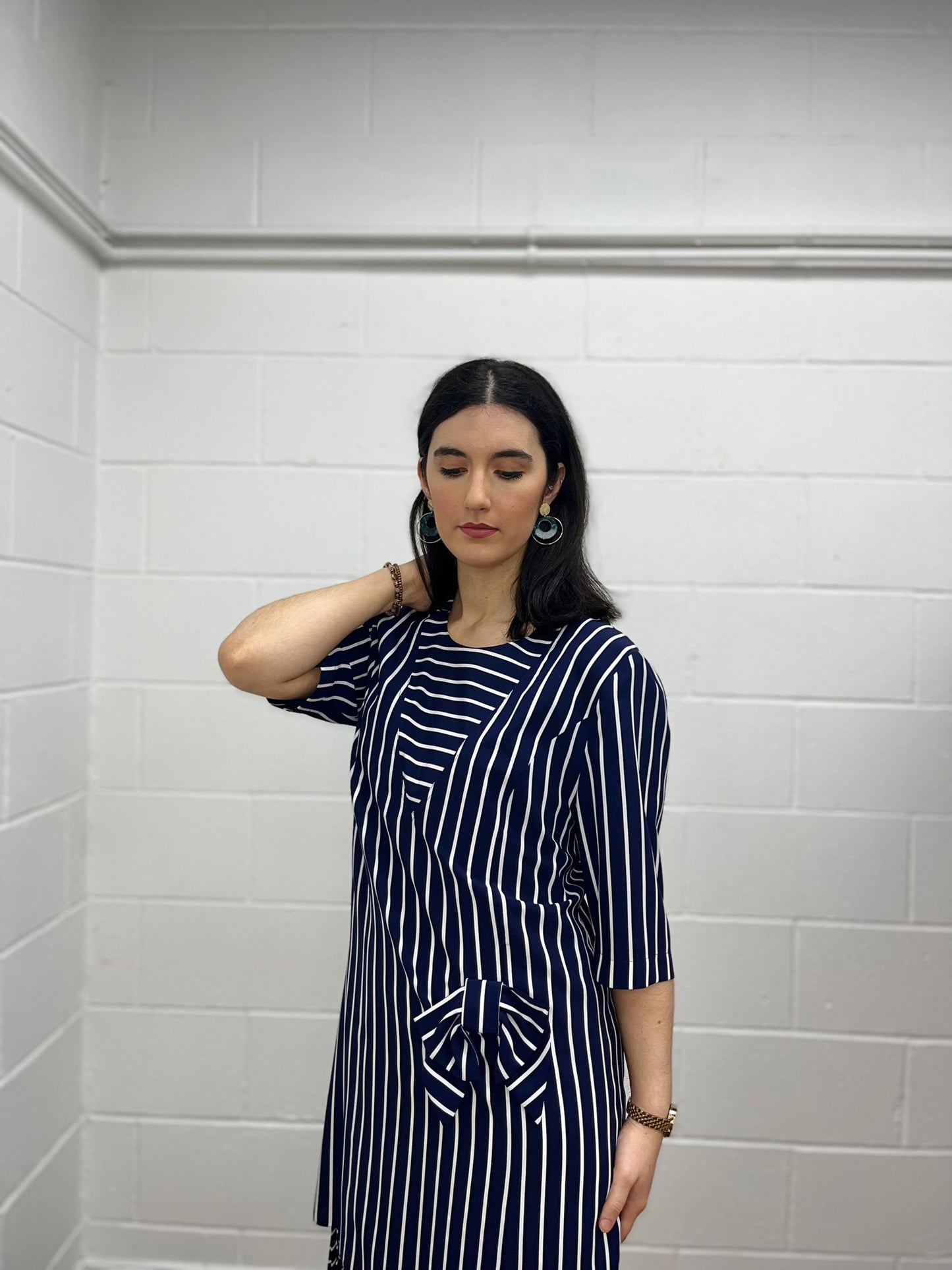80s Layered Stripe Shift Dress (Modern 10)