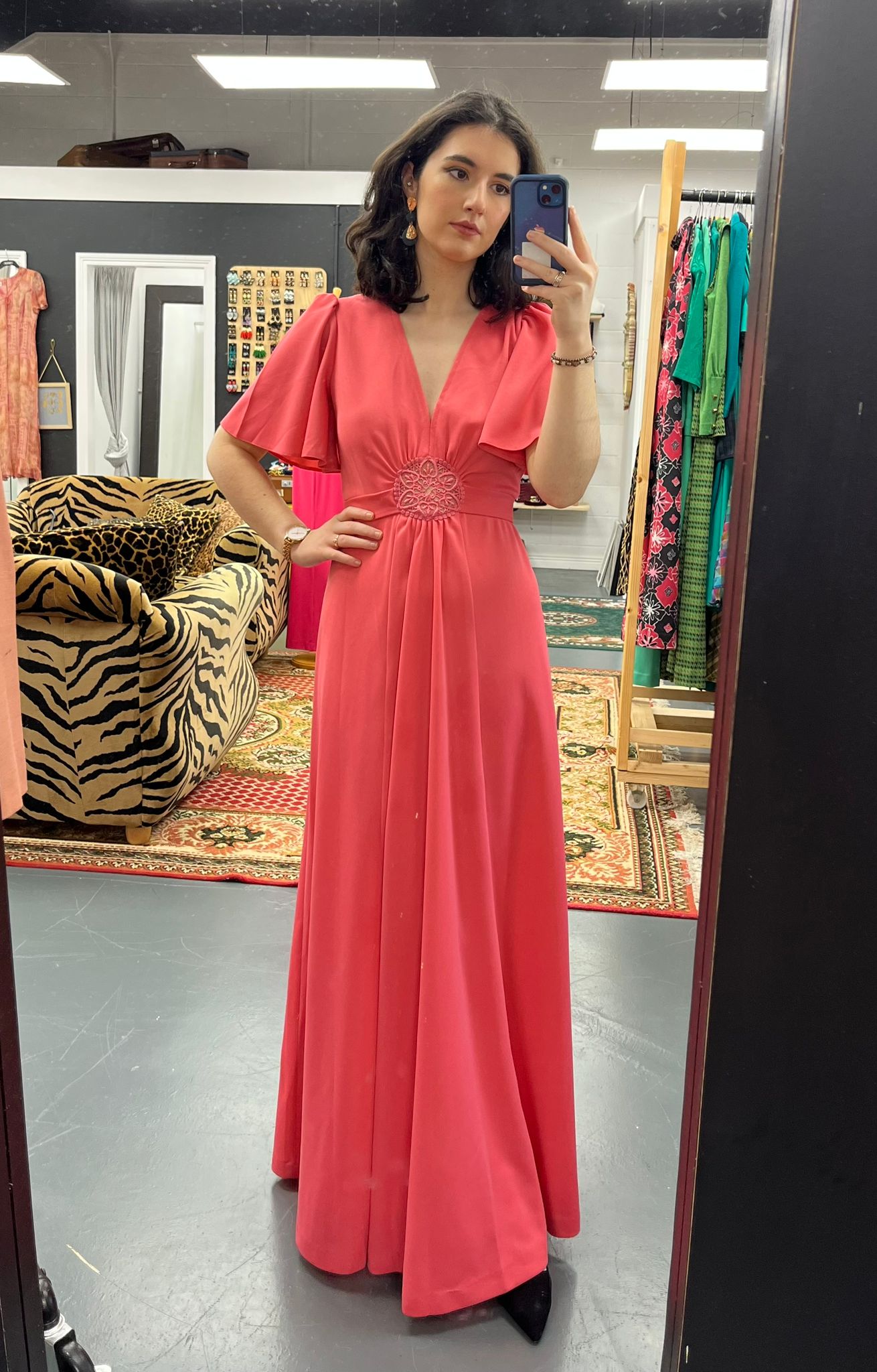 70s Pastel Pink Maxi Dress