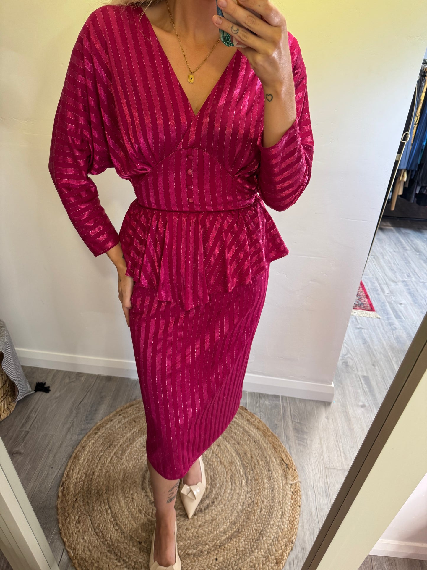 ‘K Dress’ Pink Peplum Evening Dress