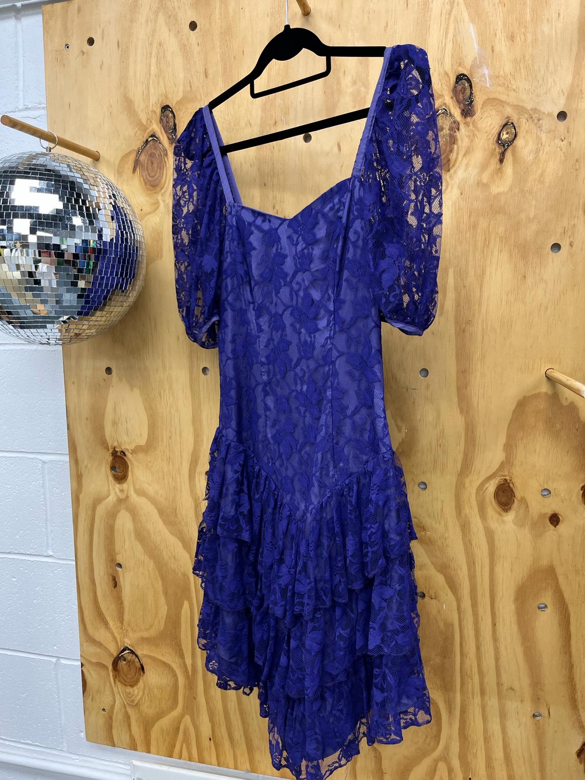 80s Purple Lace Cocktail Dress