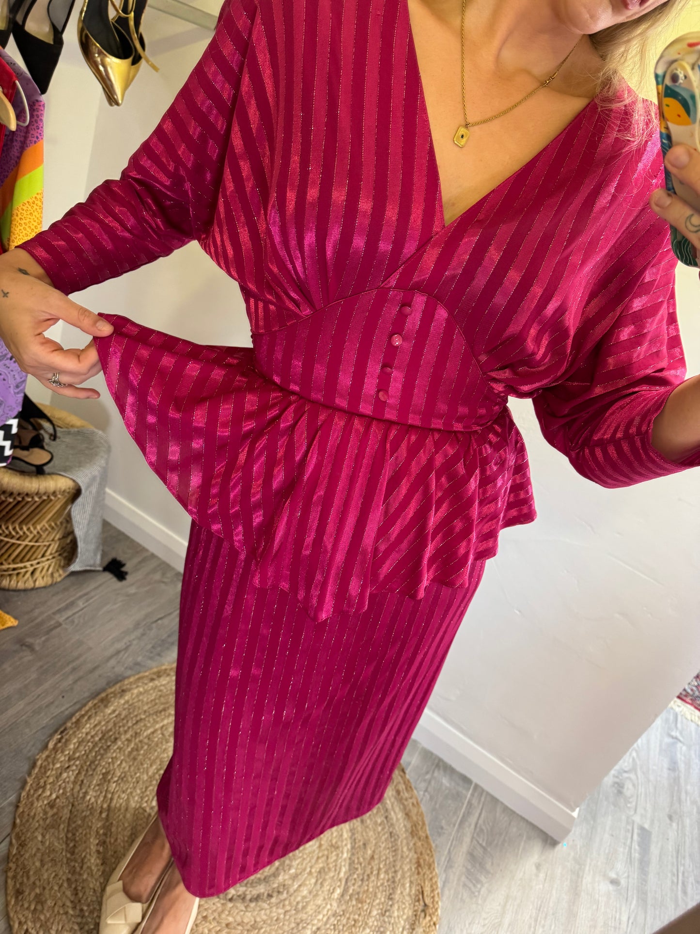 ‘K Dress’ Pink Peplum Evening Dress