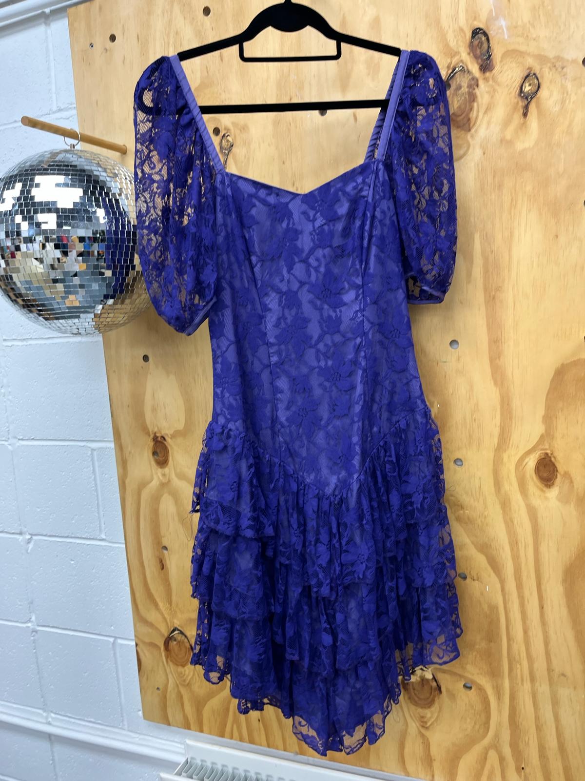 80s Purple Lace Cocktail Dress