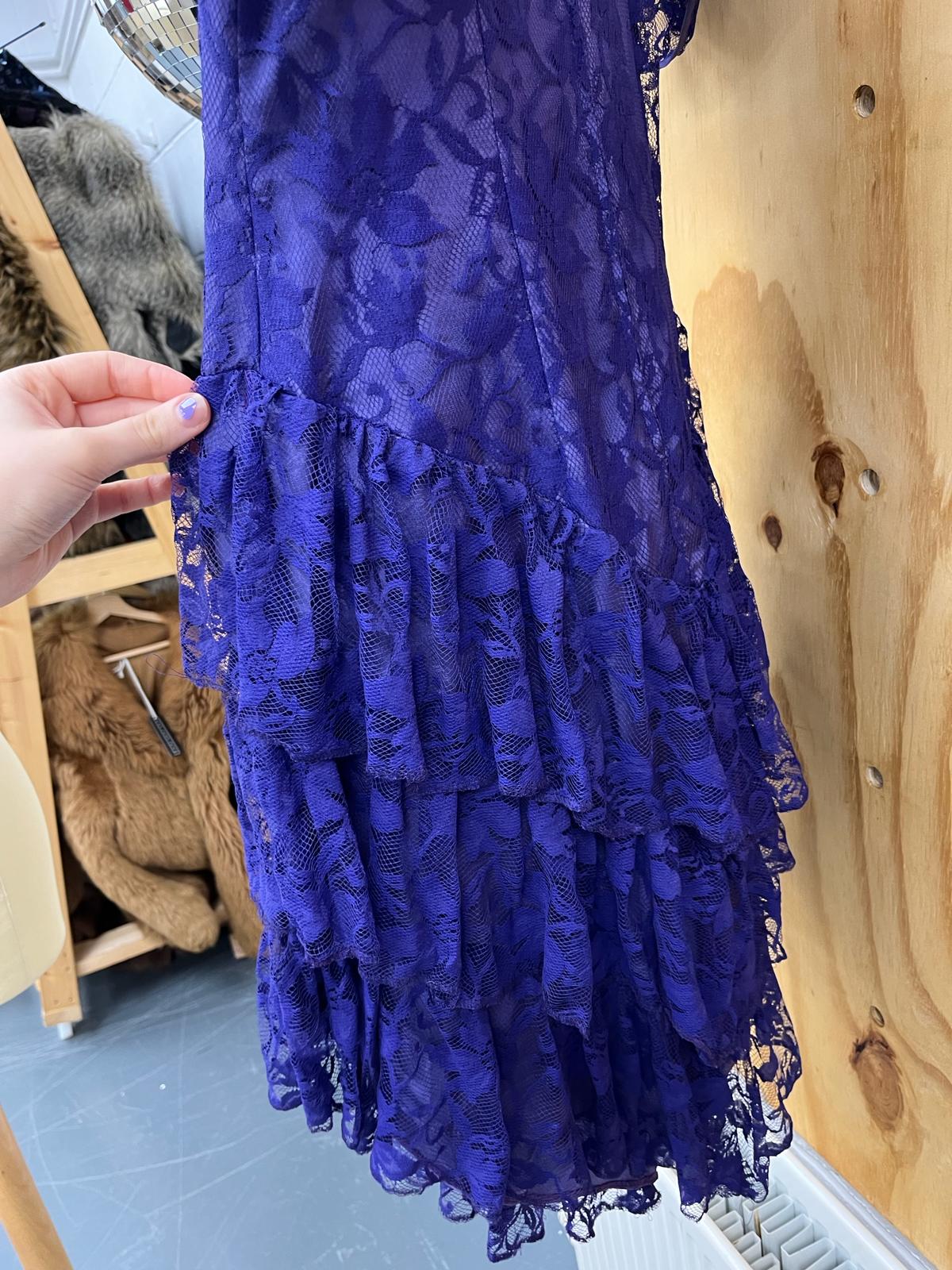 80s Purple Lace Cocktail Dress