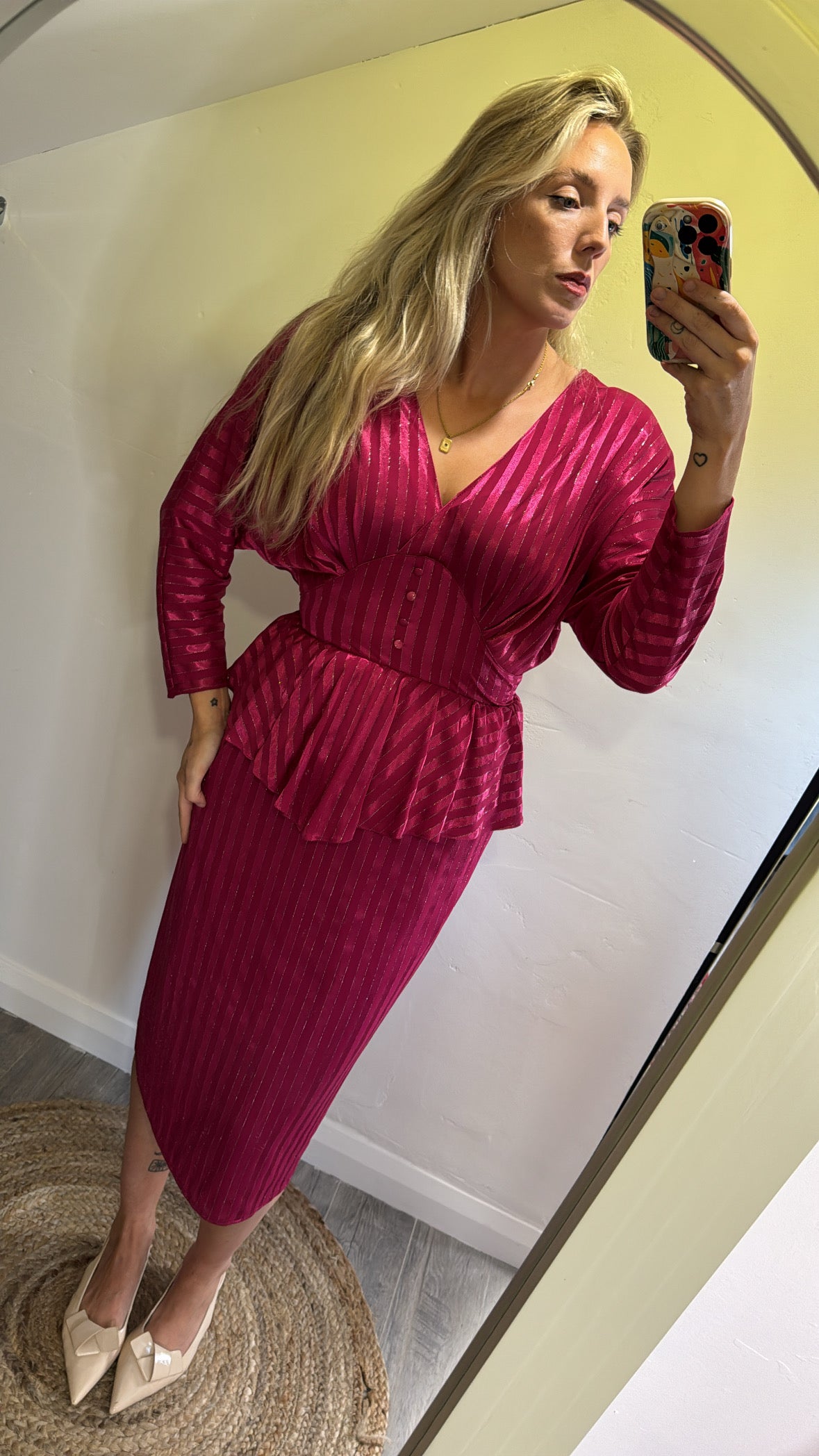 ‘K Dress’ Pink Peplum Evening Dress