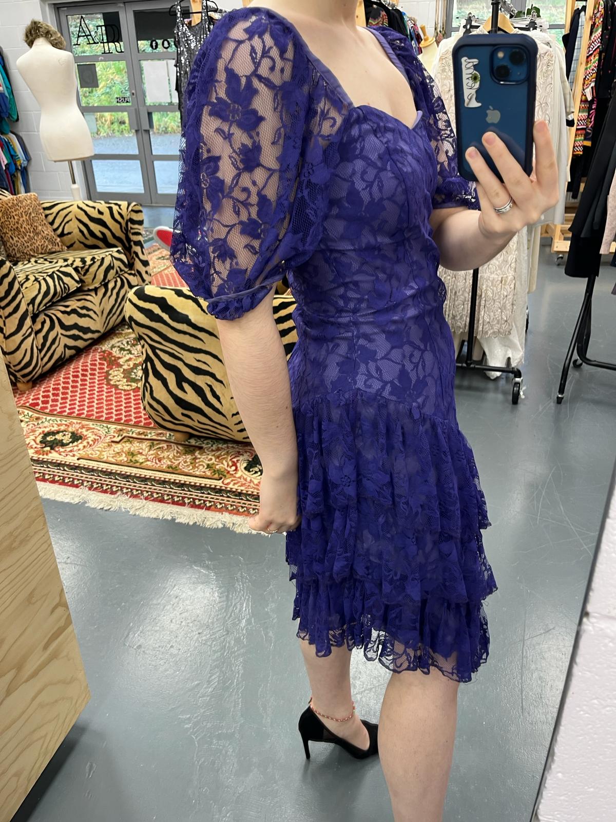 80s Purple Lace Cocktail Dress
