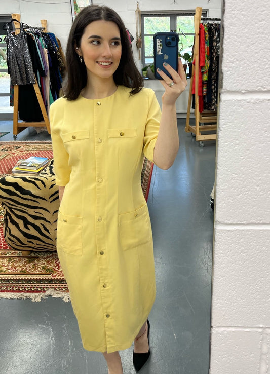 Yellow 'Hyphen' 80s Cocktail Dress
