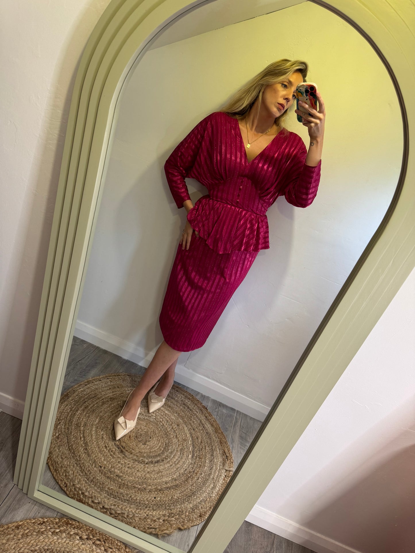 ‘K Dress’ Pink Peplum Evening Dress