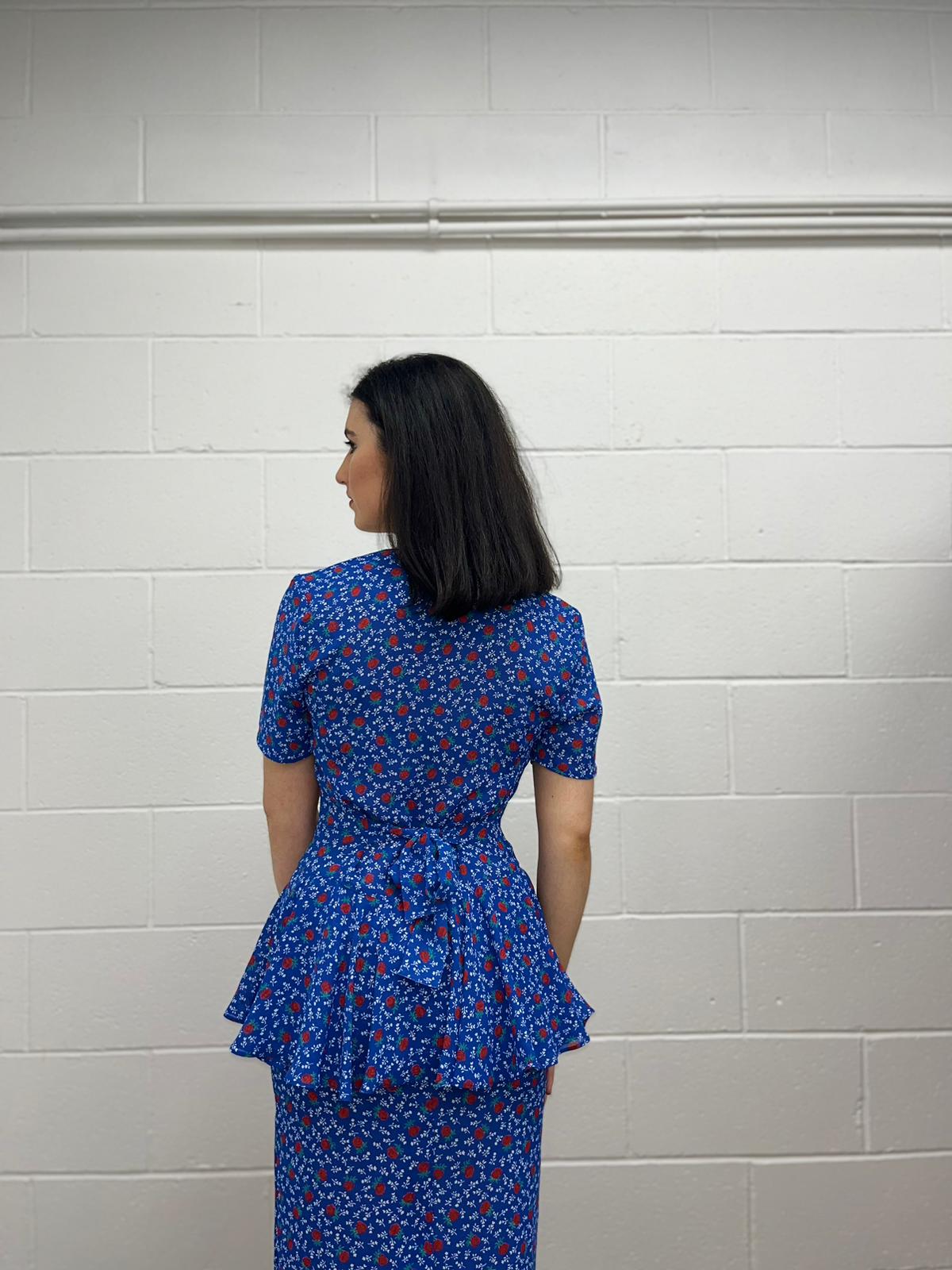 Blue Floral Peplum Dress (Modern 10)