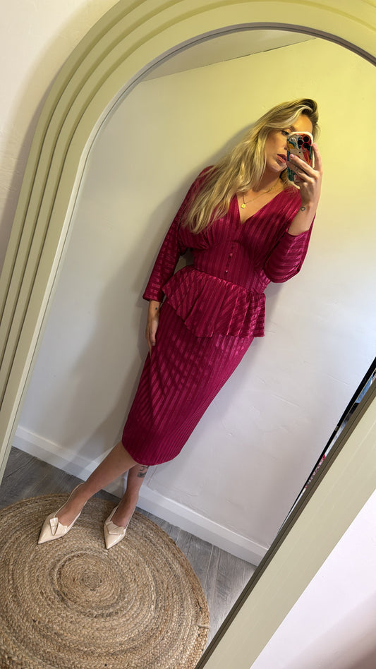 ‘K Dress’ Pink Peplum Evening Dress