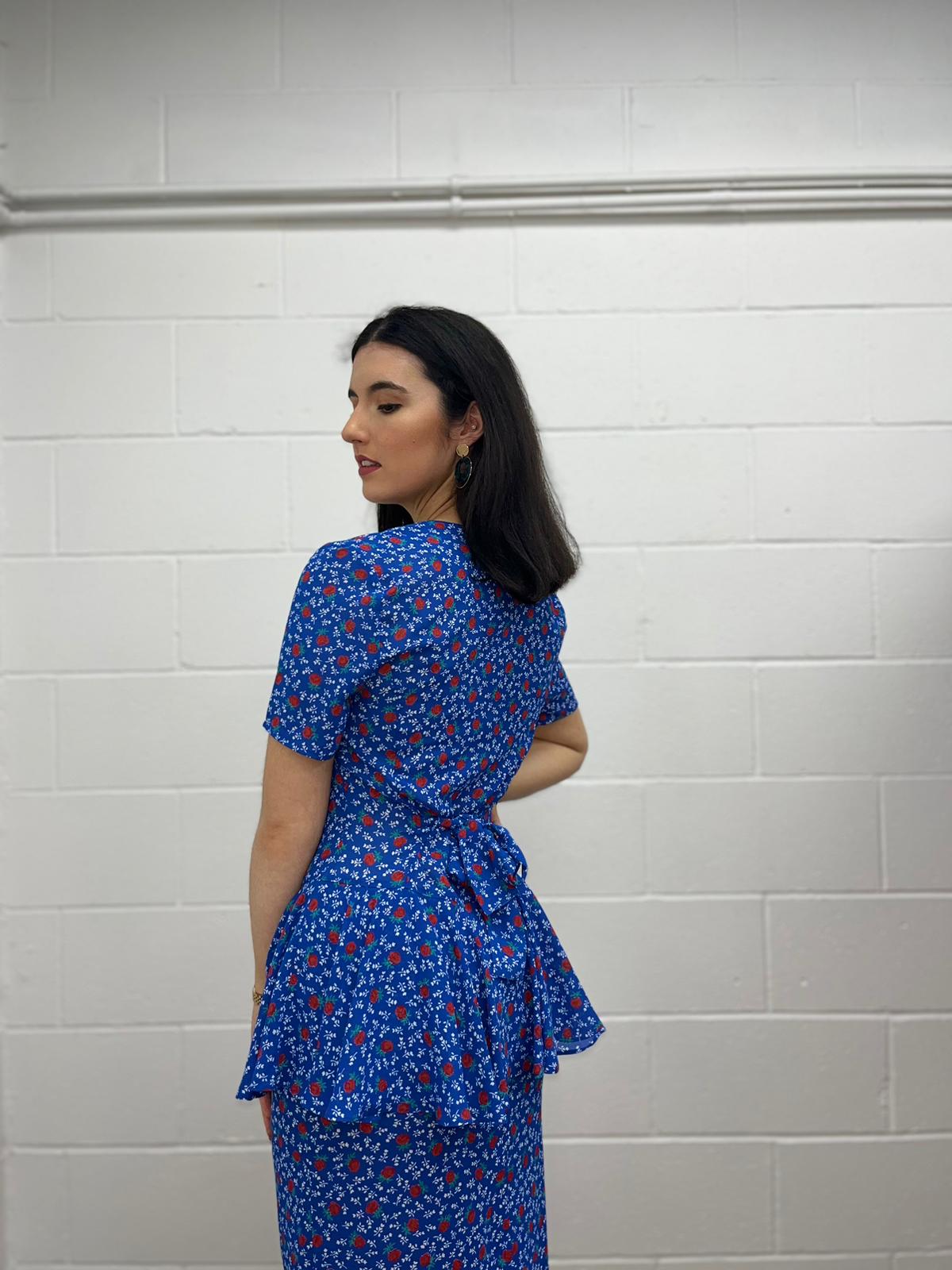 Blue Floral Peplum Dress (Modern 10)