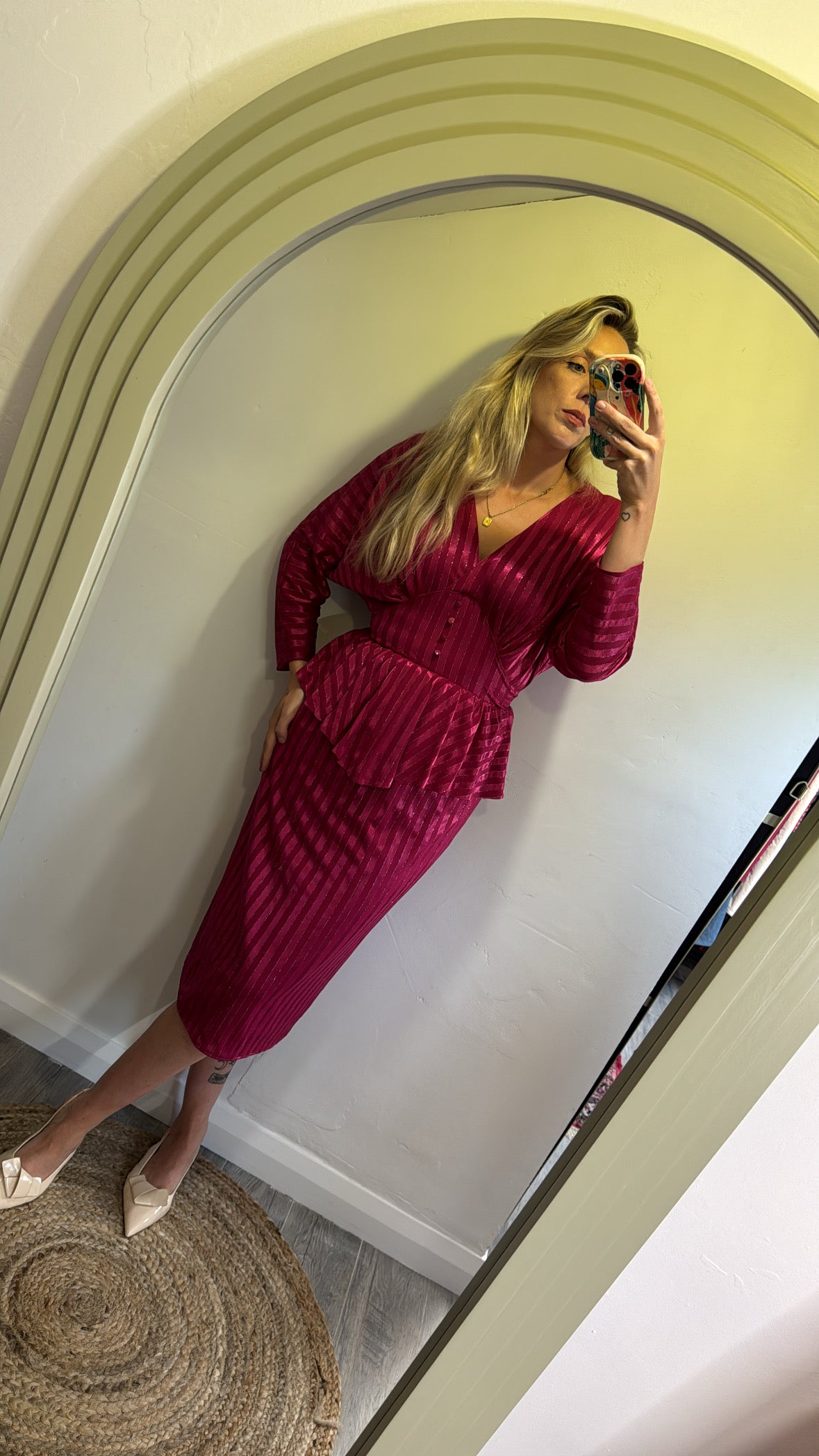 ‘K Dress’ Pink Peplum Evening Dress