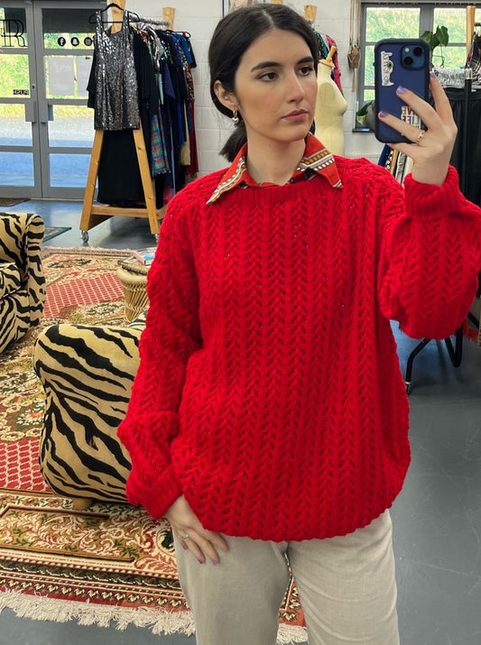 Vibrant Red Knit Jumper