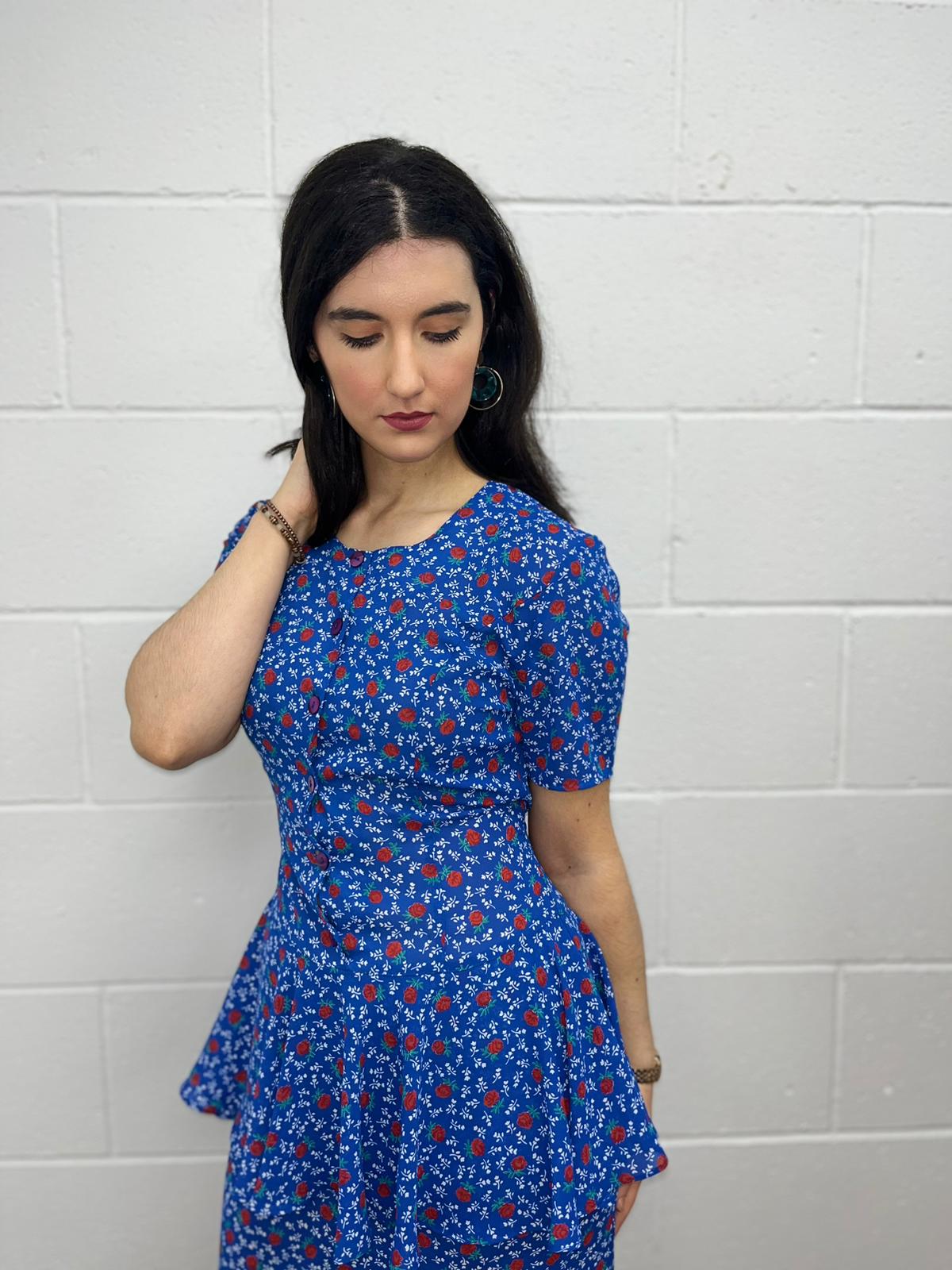 Blue Floral Peplum Dress (Modern 10)